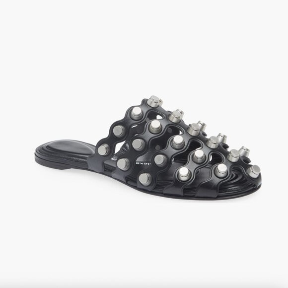 NWT ALEXANDER WANG REXA CAGE SLIDE SANDAL ROC STUD HARDWARE 37 - Picture 1 of 12
